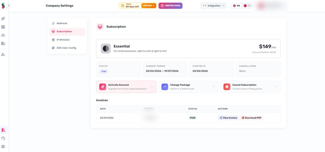 Select a subscription plan