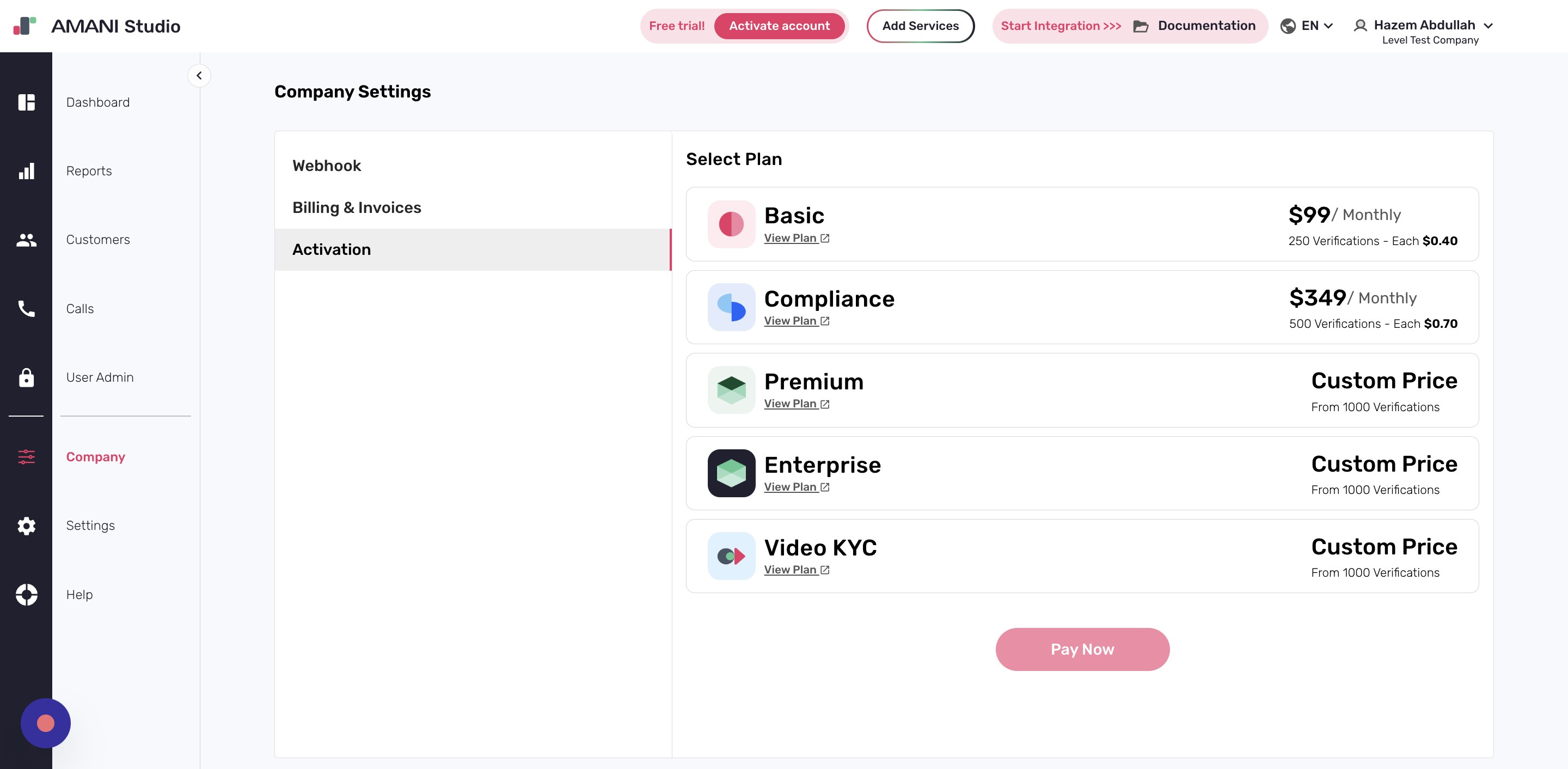 Select a subscription plan