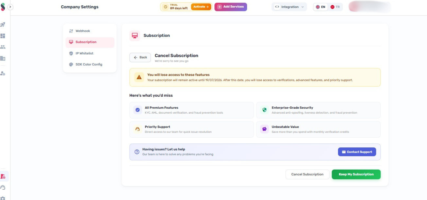 Click Cancel Subscription