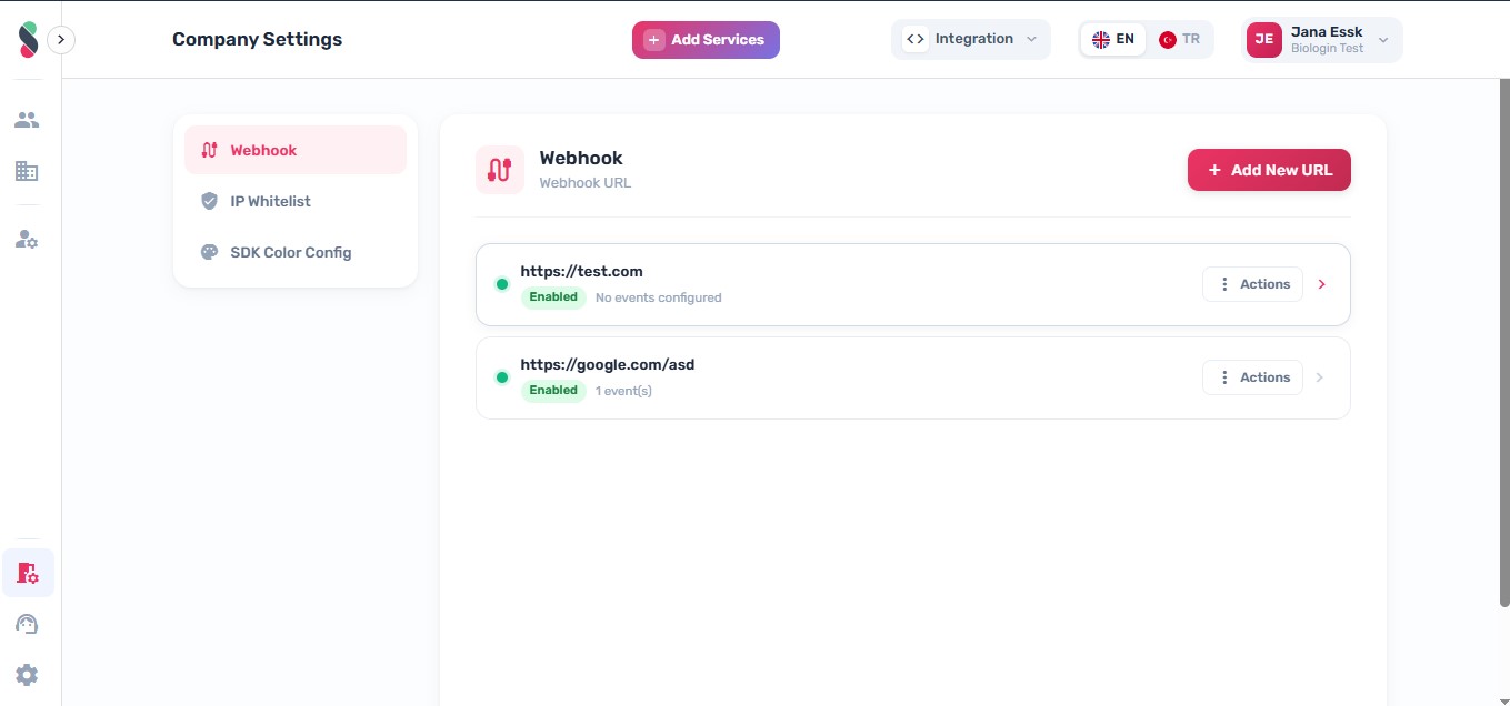 Navigate to Webhook settings