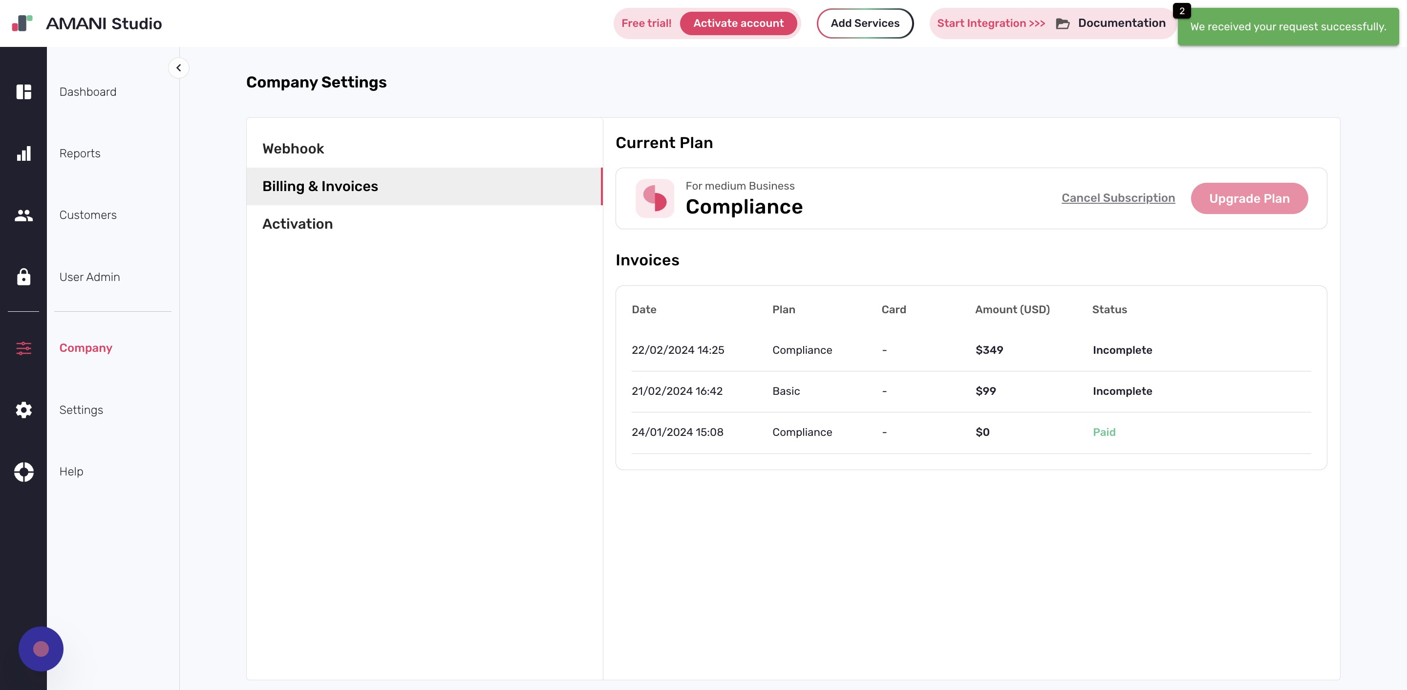 Navigate to Webhook settings