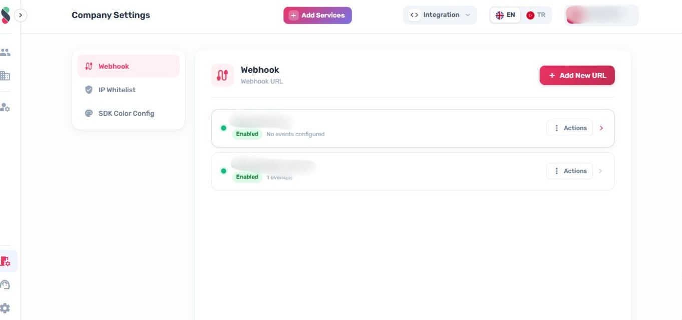 Navigate to Webhook settings