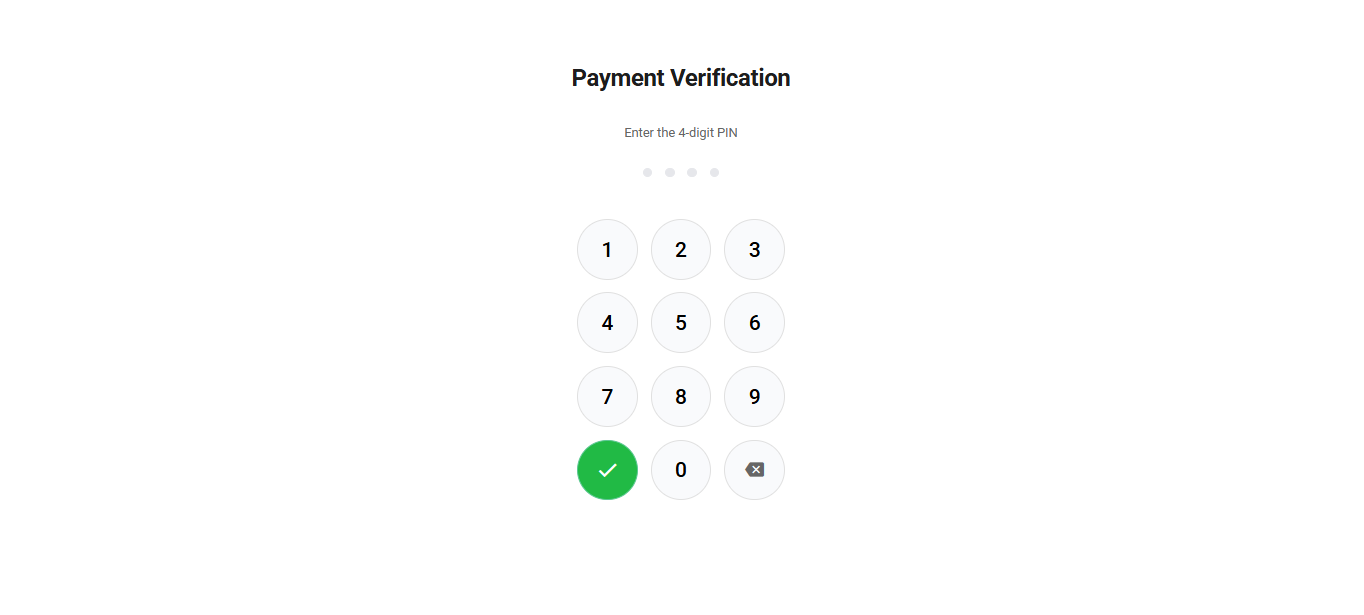 BioPay PIN entry screen