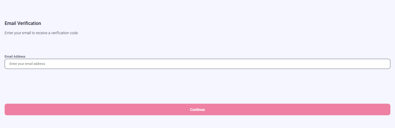 Email entry screen