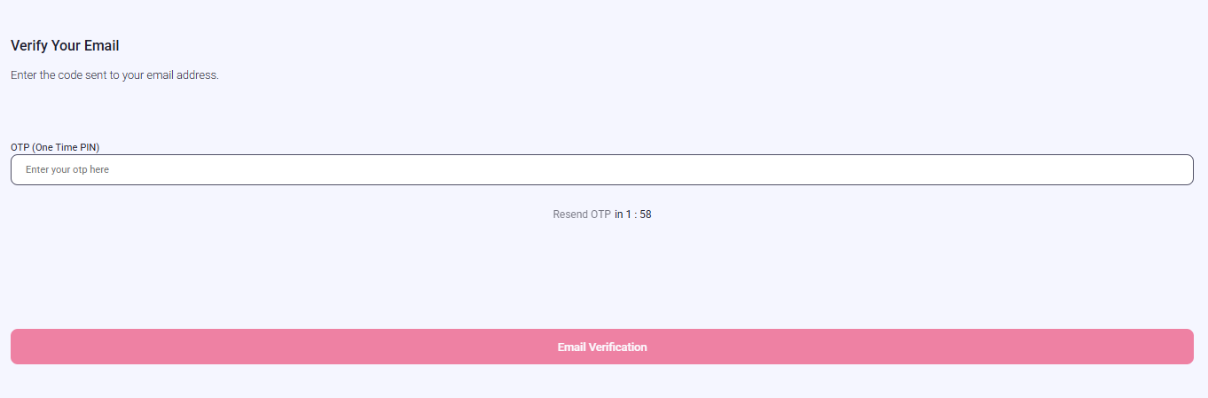 Email OTP verification screen