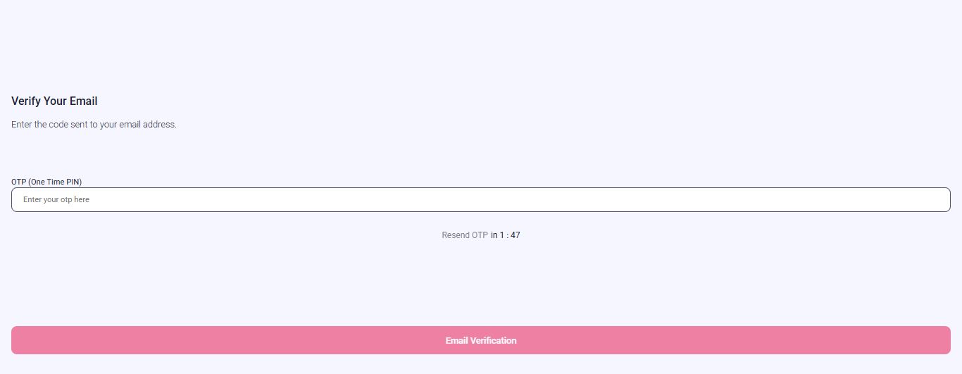 Email verification screen