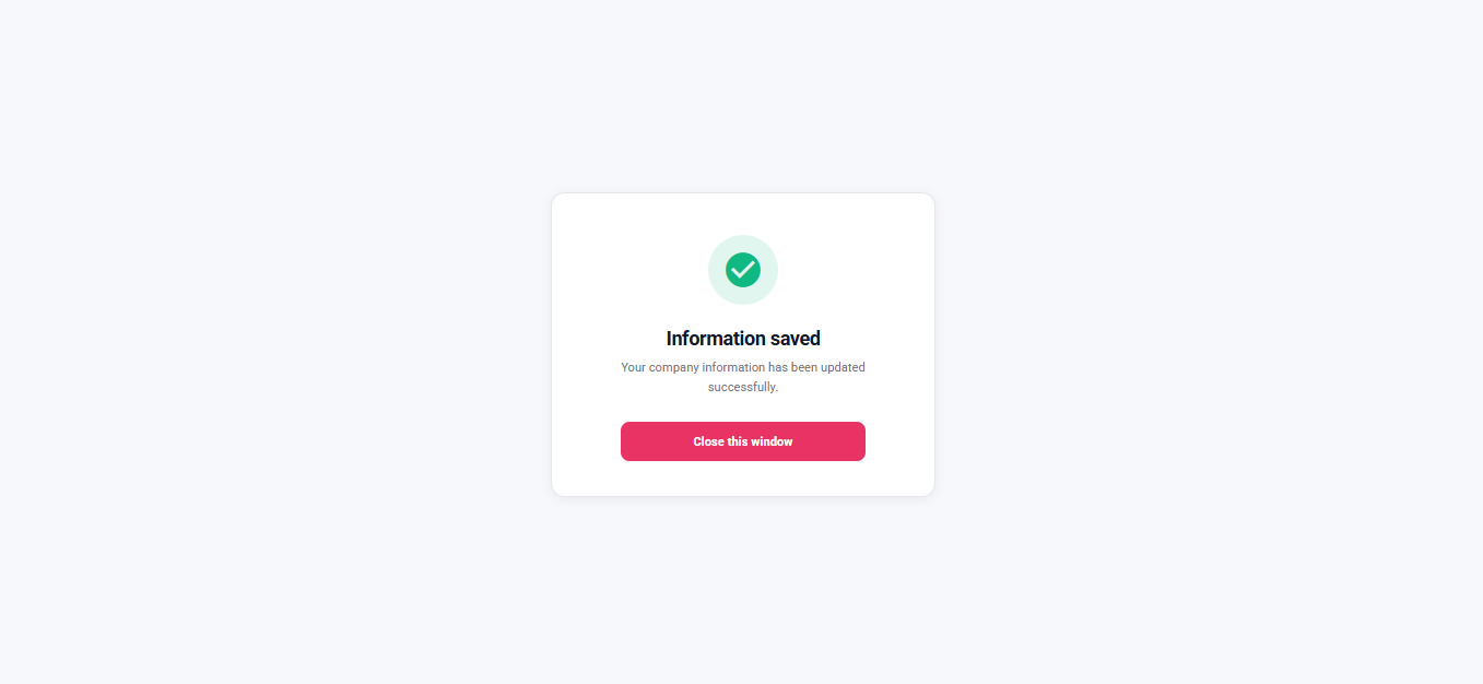 Entity info completion screen