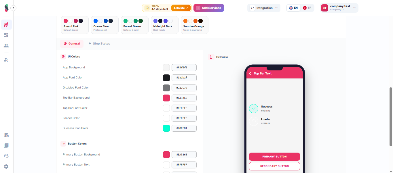 Step 2 customize SDK colors actions