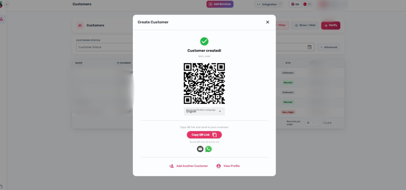 Click Back to return to the customer list