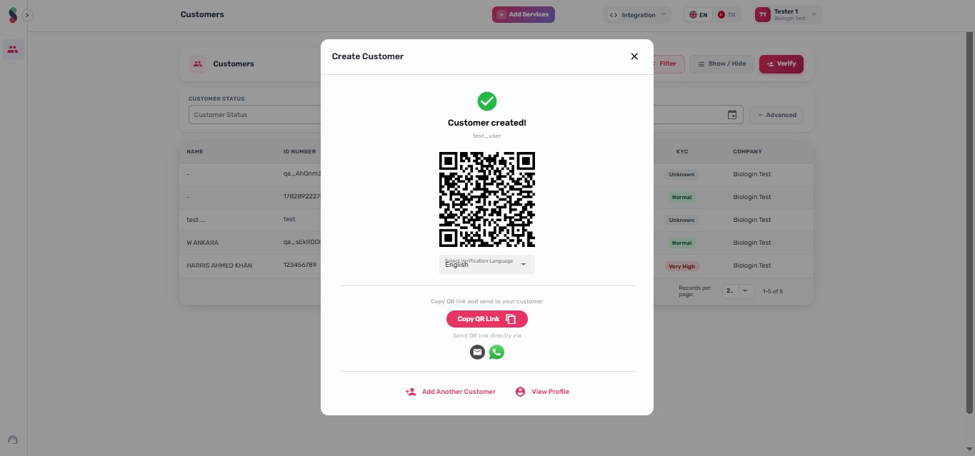 Click Back to return to the customer list