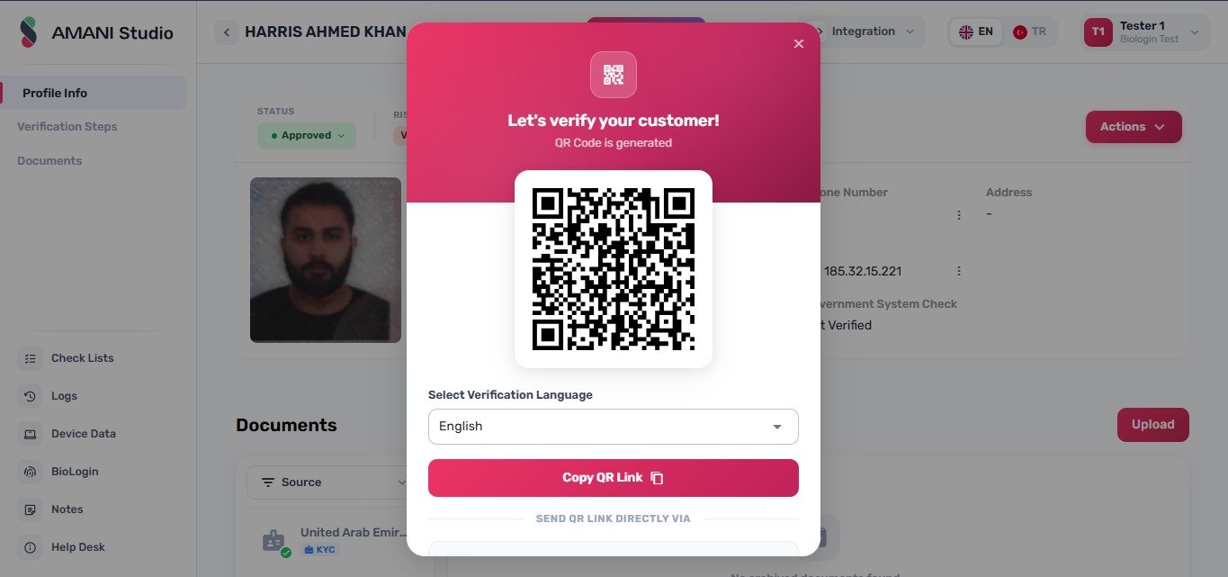 Customer scans the QR code