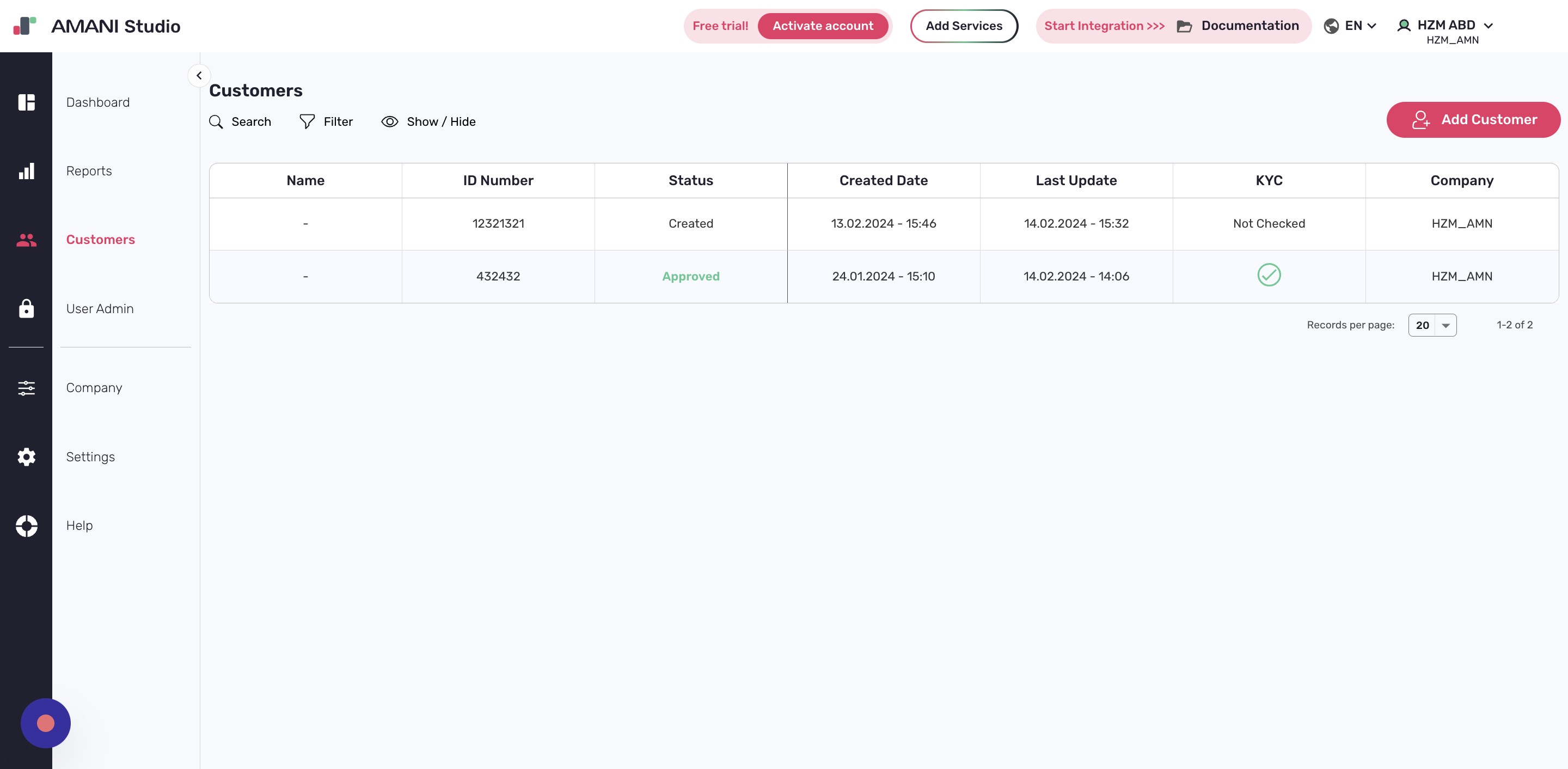 Open the account menu