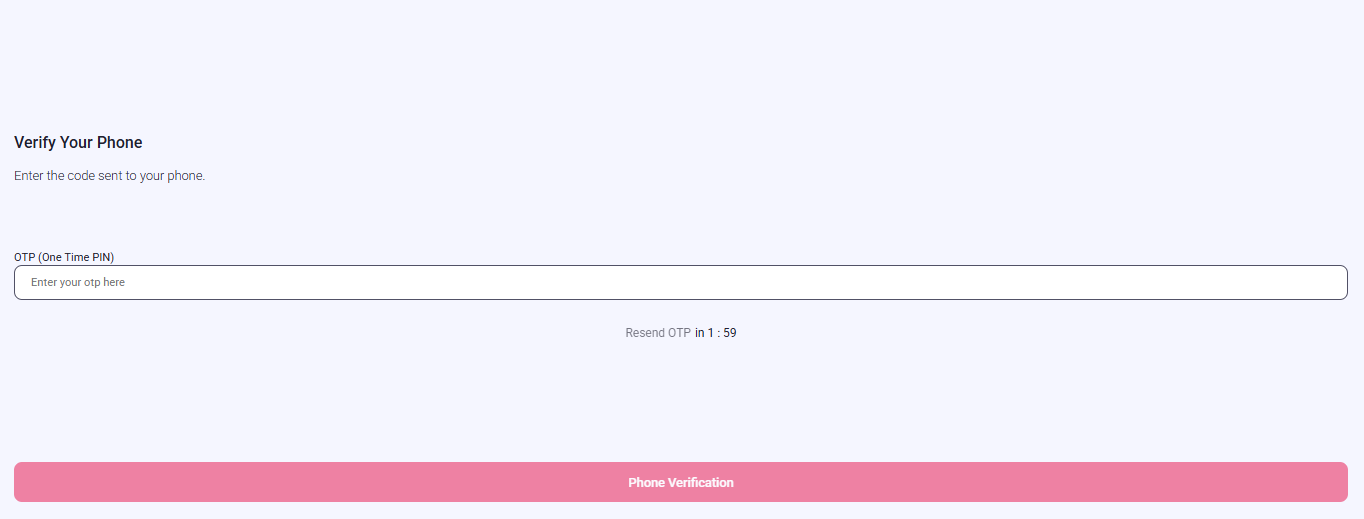 Phone verification screen