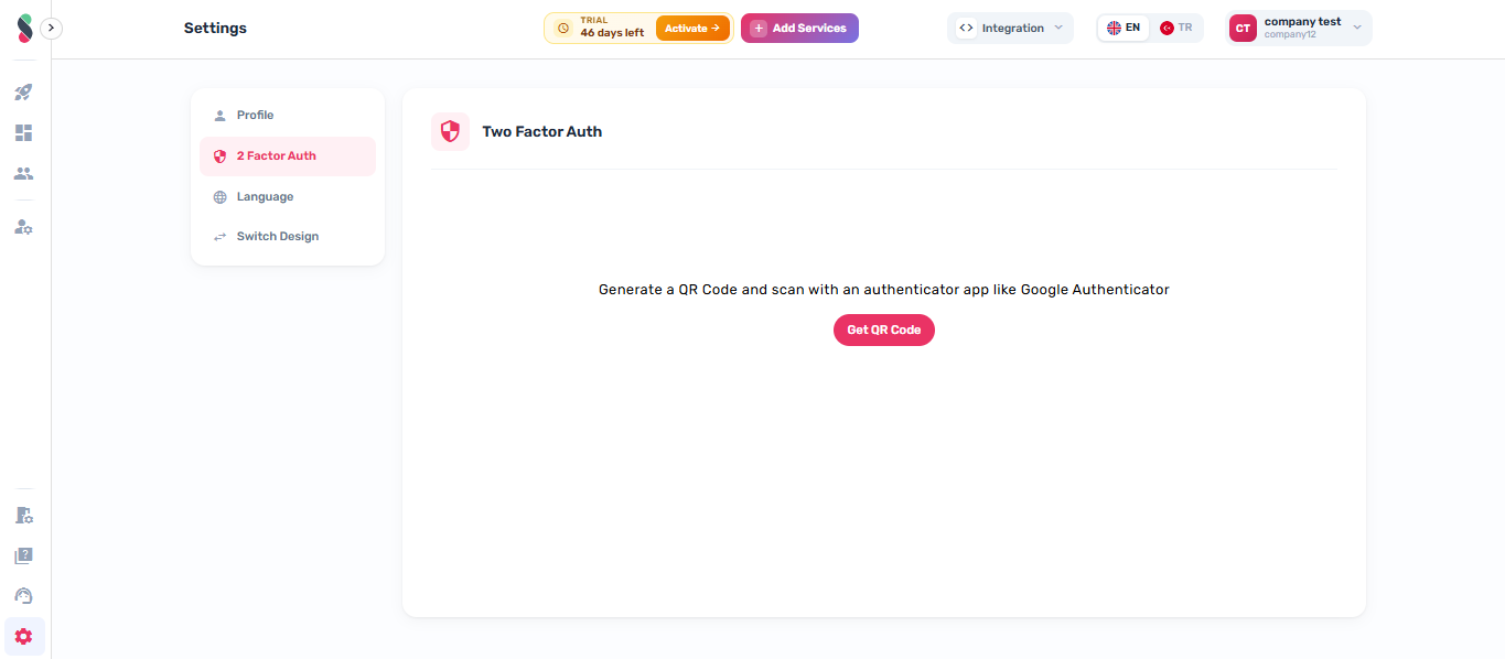 Two factor auth enable disable flow