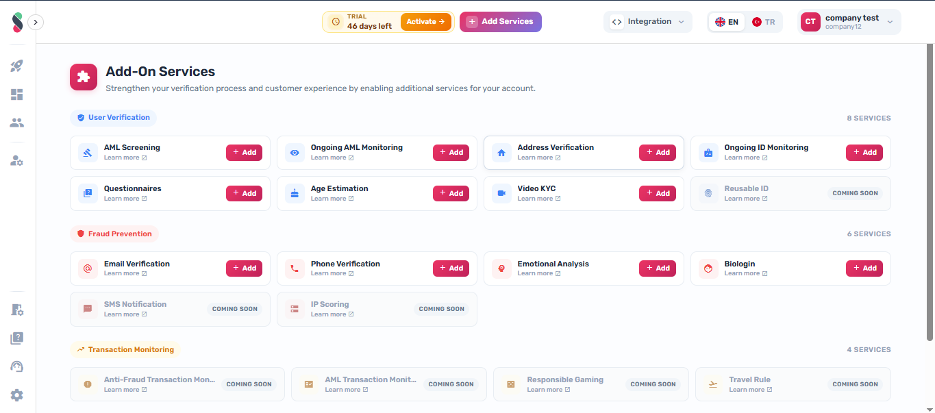Click Add Services