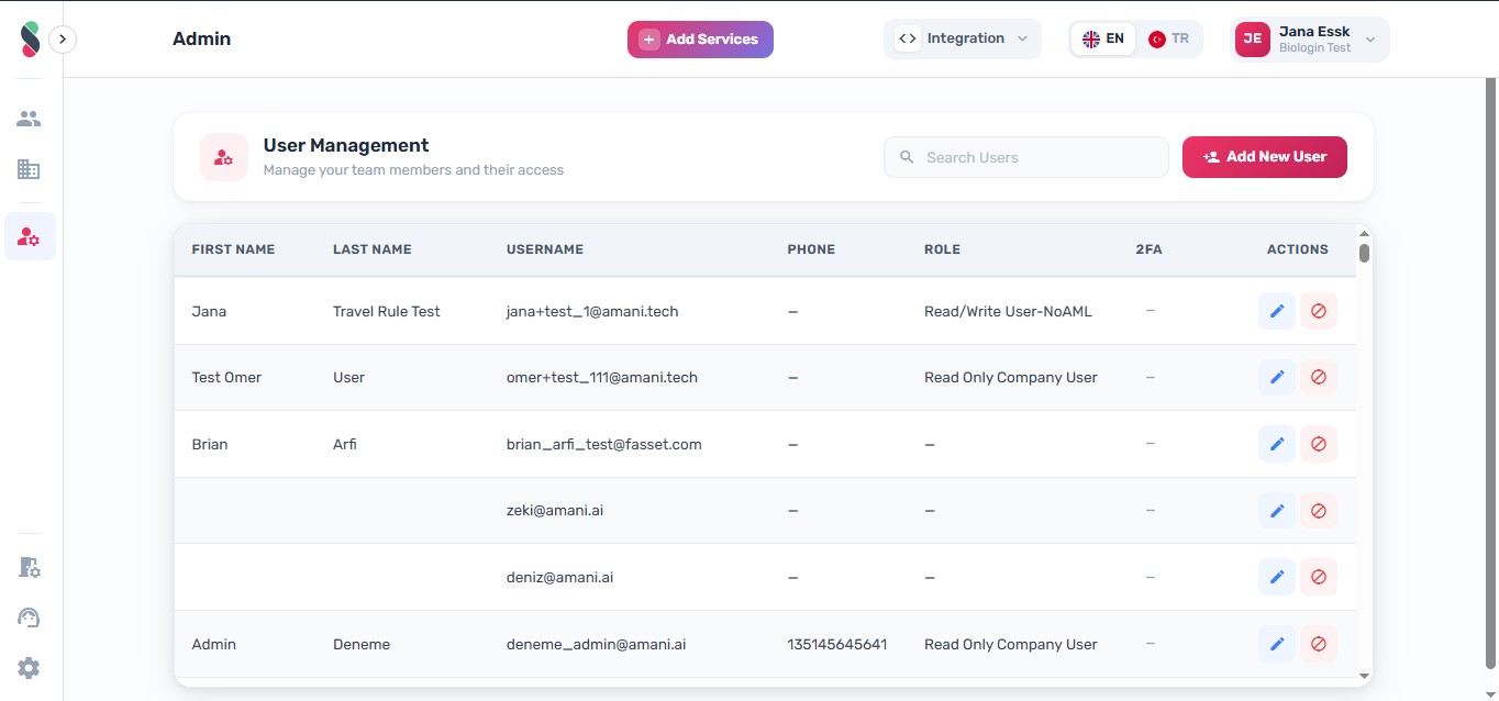 Click User Admin in the sidebar