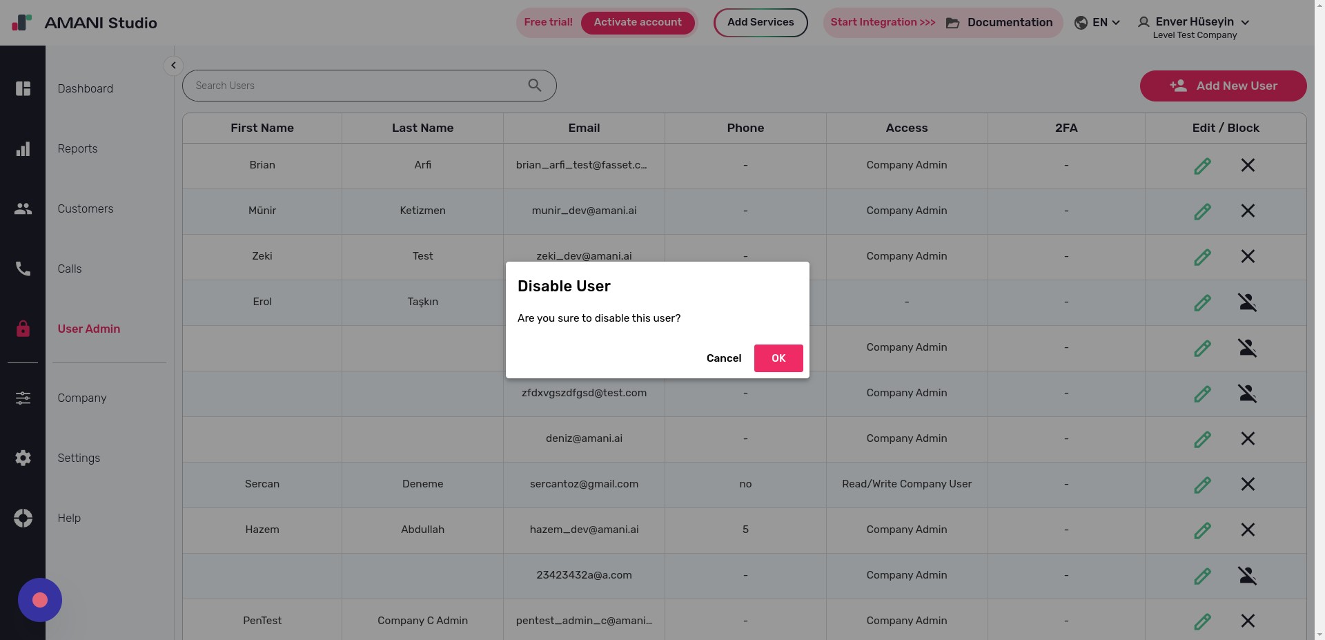 Confirm the block action