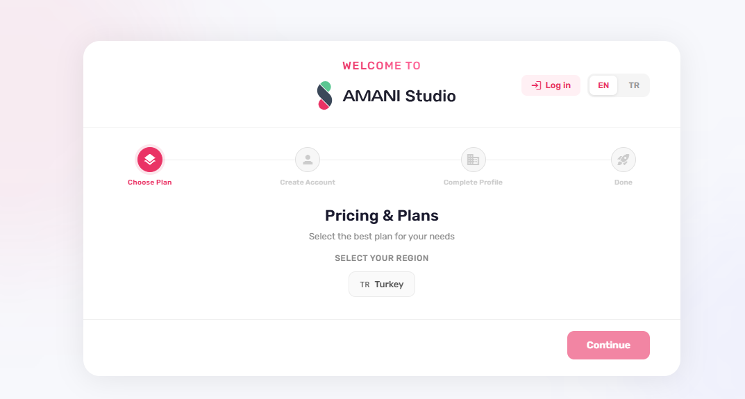 Select region and plan