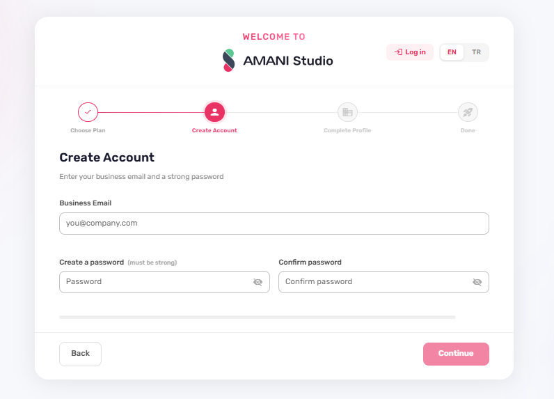 Enter email and password