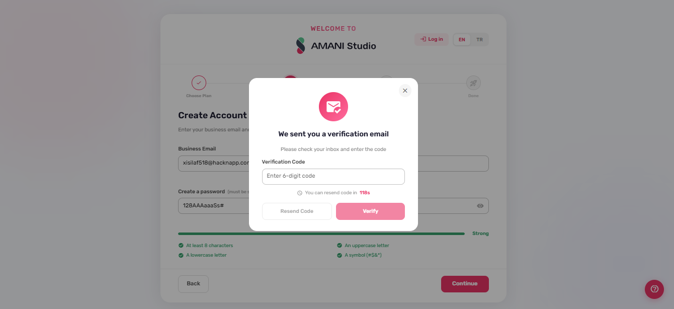 Verify email OTP