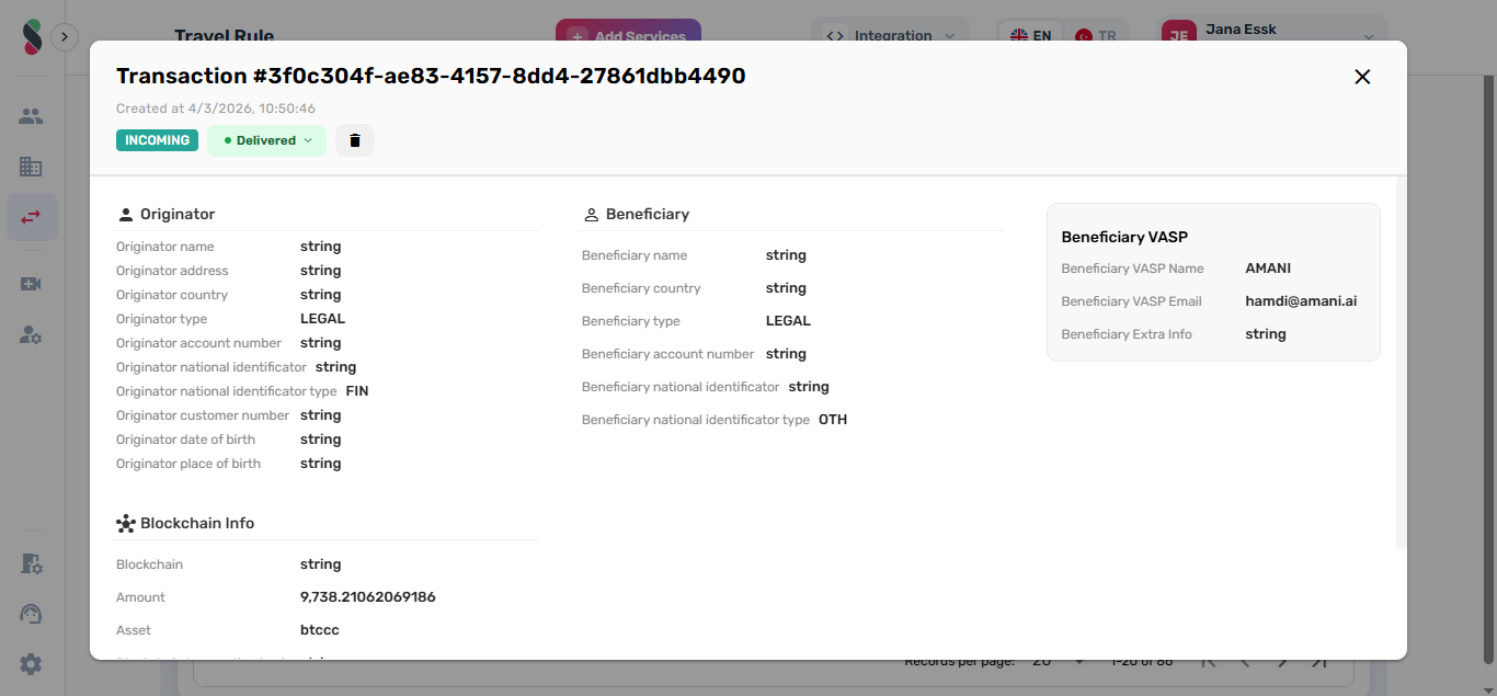 Transaction details drawer