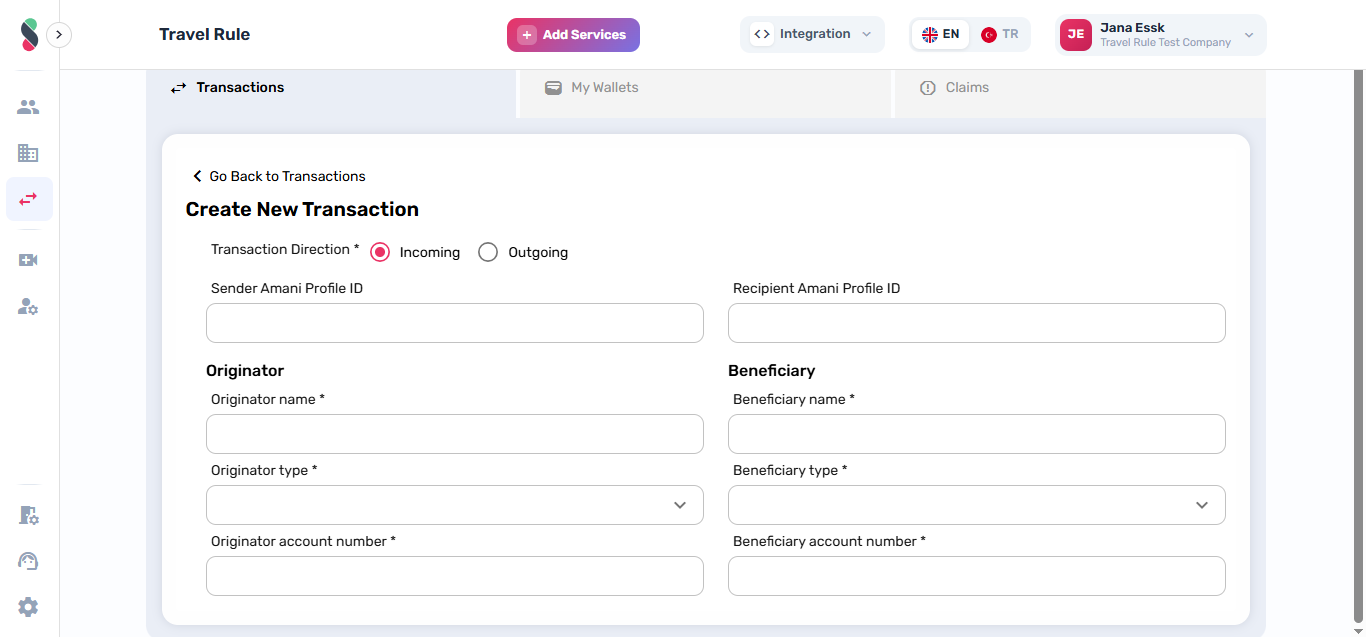 Create transaction